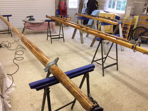 Falmouth Shrimpers mast preparation for the season.