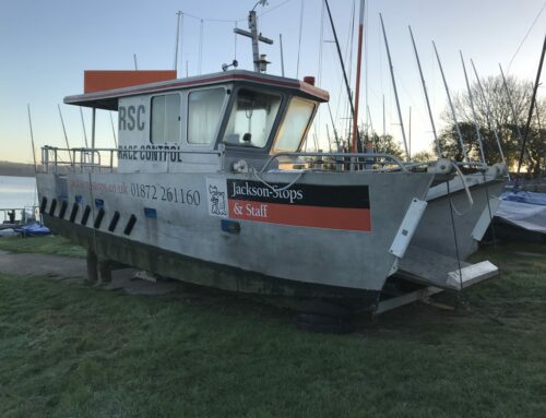 Recovering Restronguet SC Committee boat “Oyster” due to Covid Restrictions